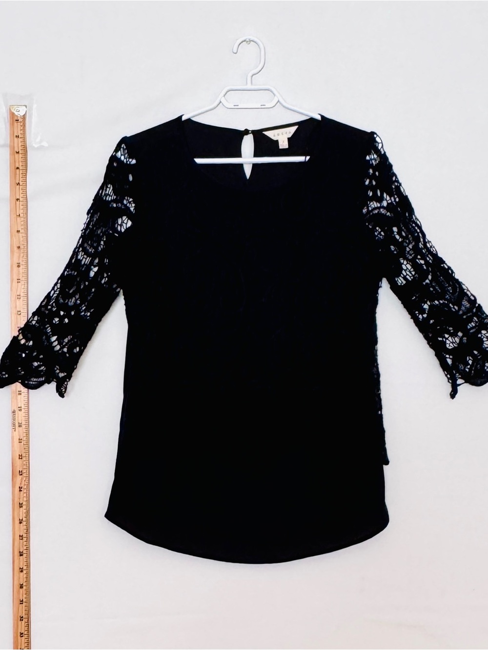 Adiva Black Crochet Front & Sleeves Blouse Size Small